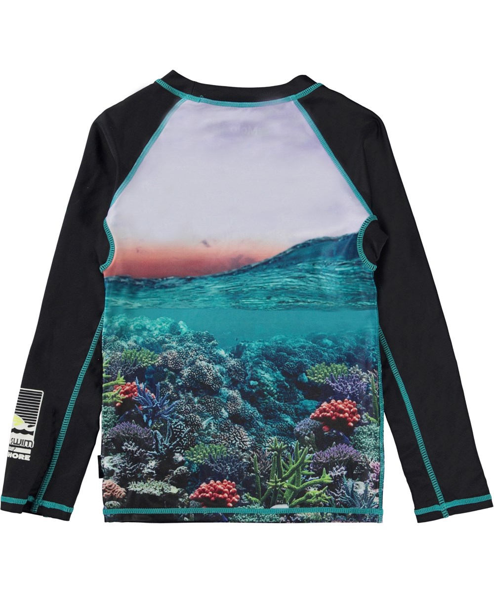 Neptune LS - Ocean Explore - UV svømme t-shirt med striber og hvide ærmer