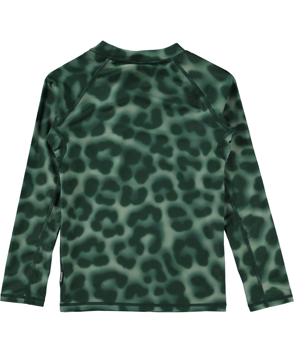 Neptune LS - Spray Jaguar - UV svømme t-shirt i grønmmed leopard print