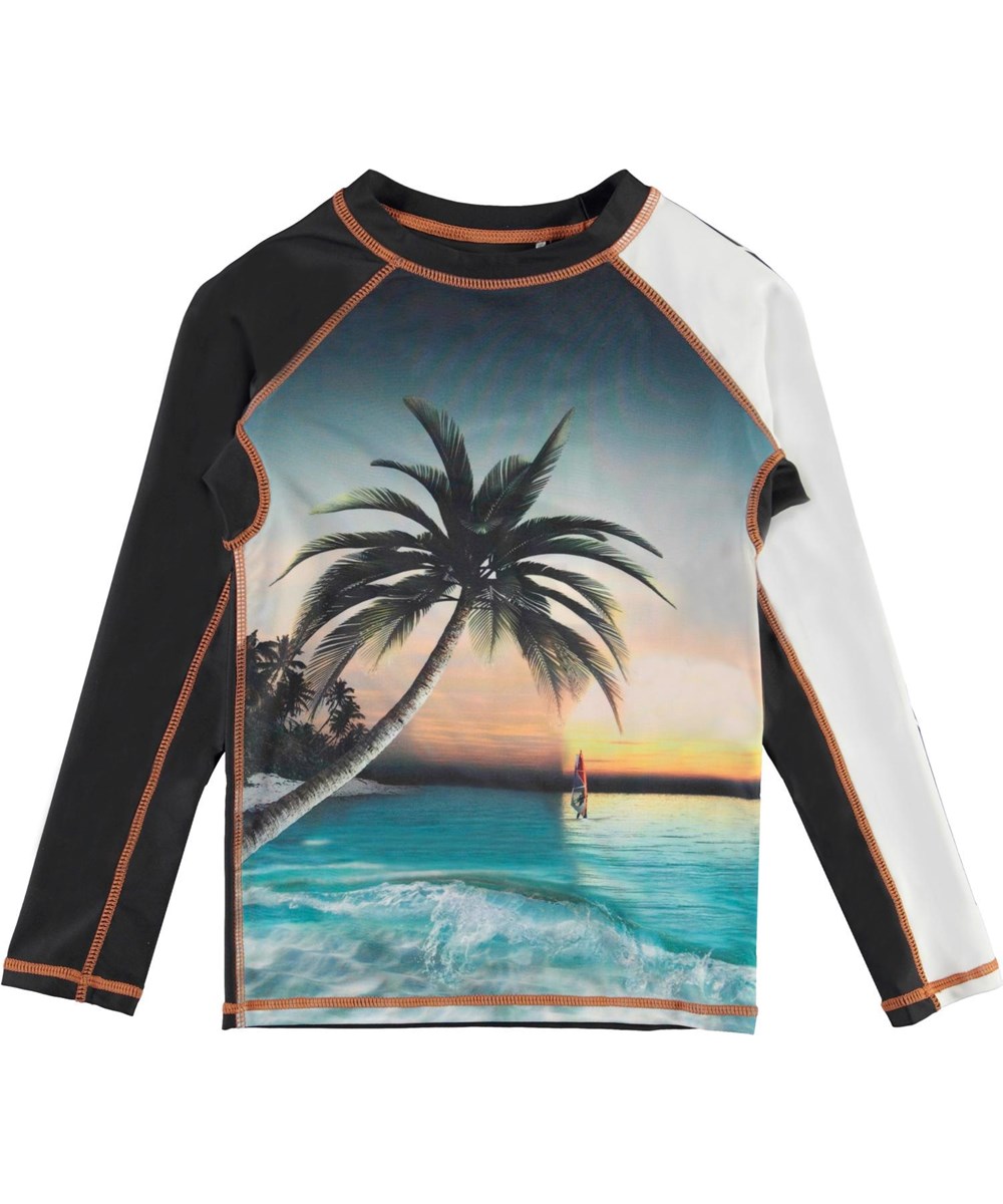 Neptune LS - Sunset - UV svømme t-shirt strand palmer