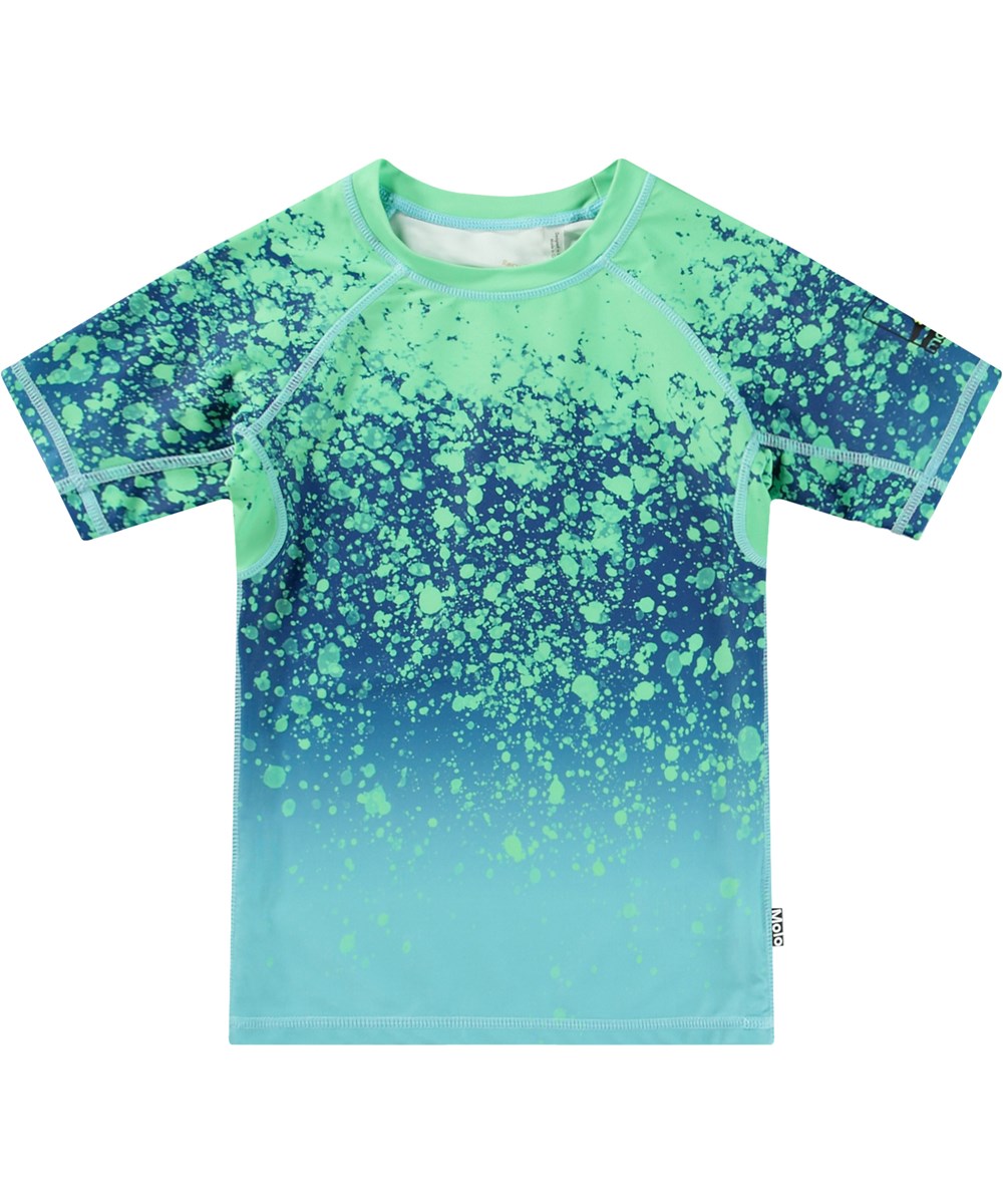 Neptune - Splash - Blå bade t-shirt til aktive børn fremstillet i genanvendt polyester med UV-beskyttelse 50+.