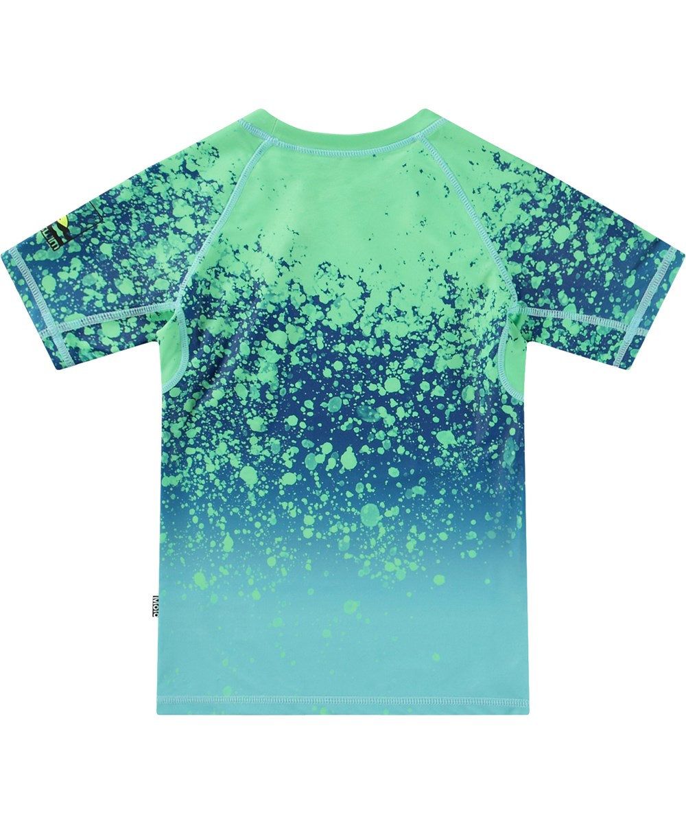 Neptune - Splash - Blå bade t-shirt til aktive børn fremstillet i genanvendt polyester med UV-beskyttelse 50+.