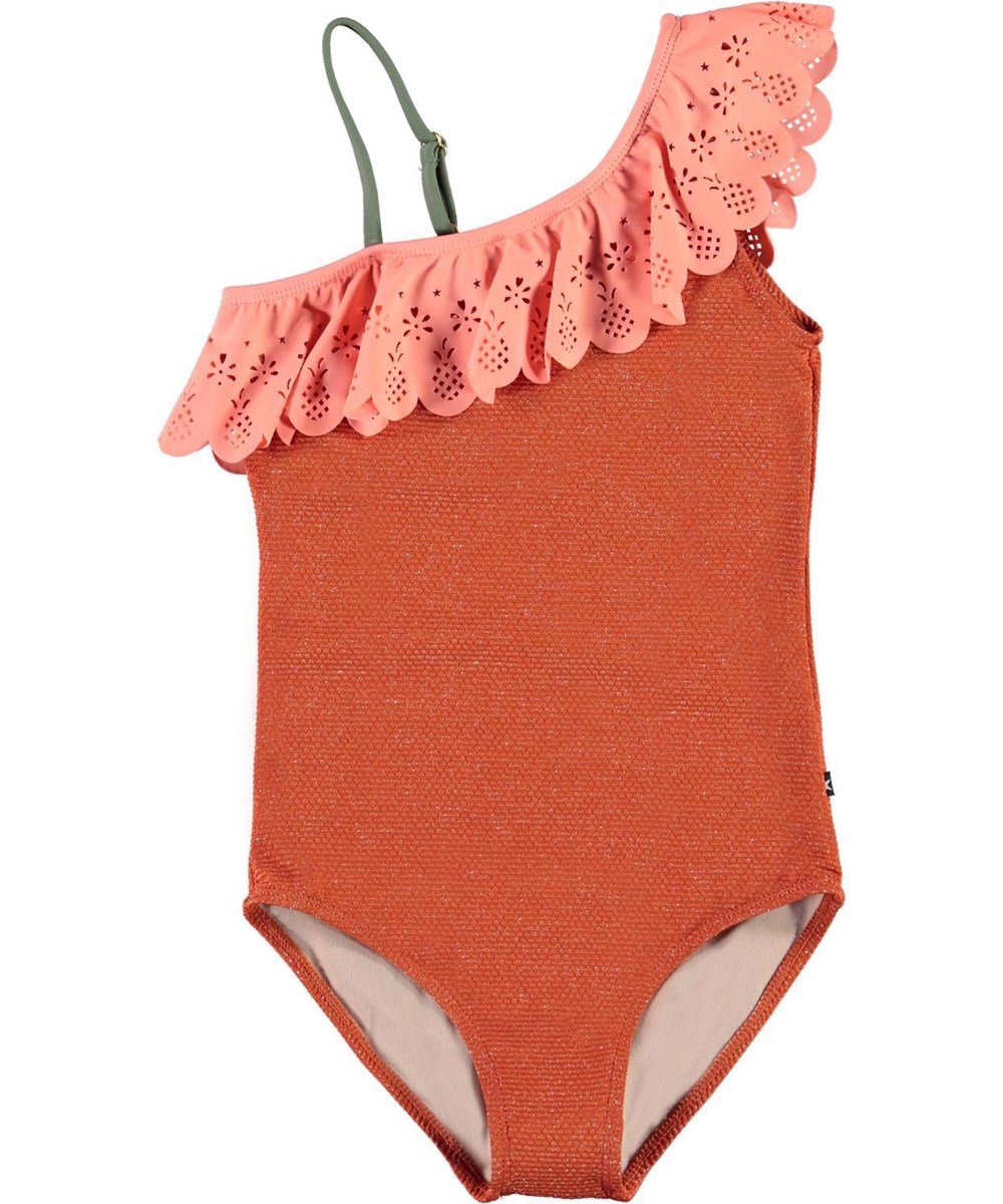 Net - Rusty - Asymmetrisk UV badedragt rustrød