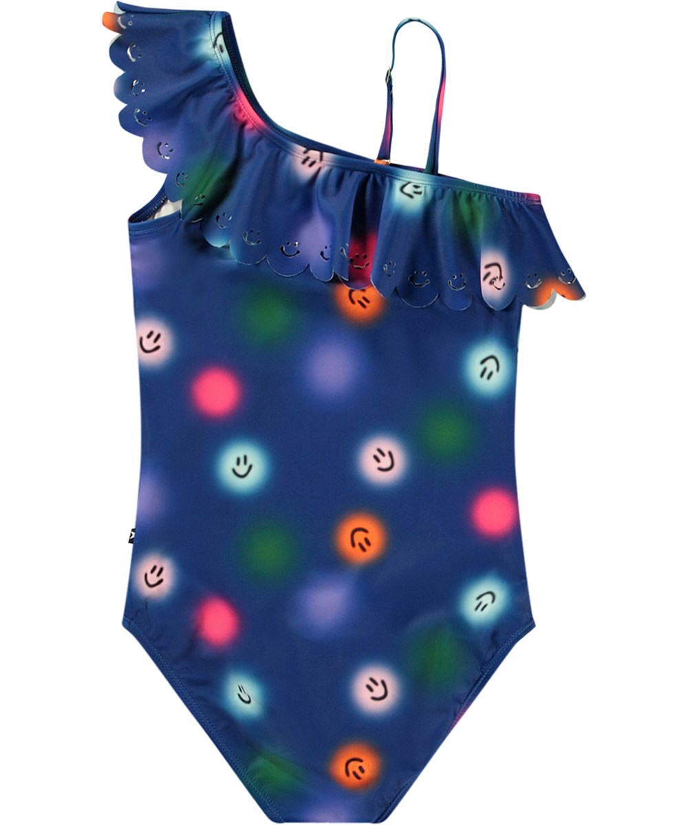 Net - Smile Bright - Badedragt med print til aktive børn i genanvendt polyester med UV-beskyttelse 50+.