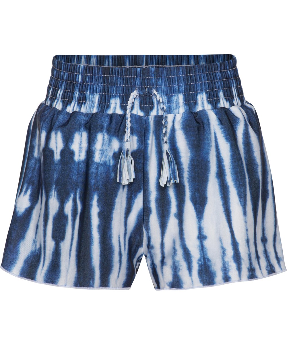 Nicci - Tie Dye Vertical - Babeshorts i blå med tie-dye print