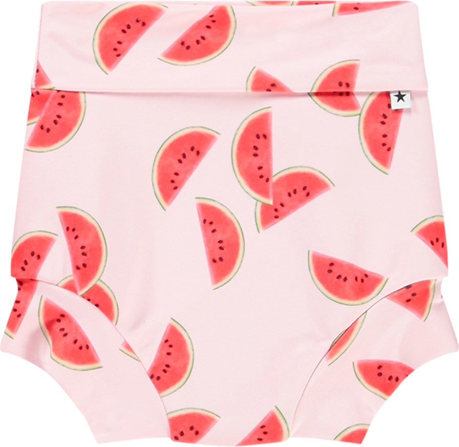 Nick - Melon Pink - Lyserøde lækagefri baby badebukser i genanvendt polyester med UV-beskyttelse 50+.