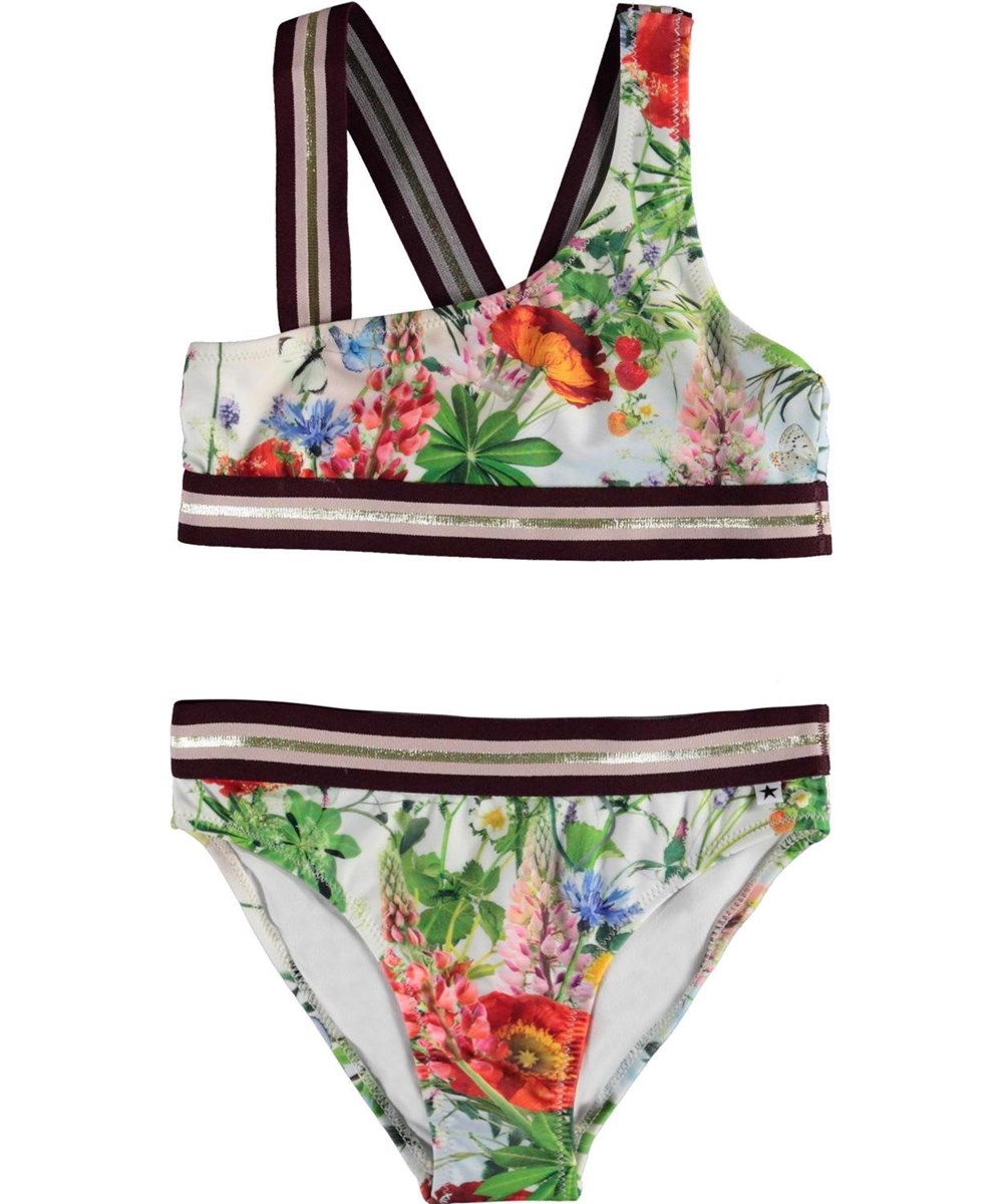 Nicola - Meadow - UV asymmetrisk bikini engblomster