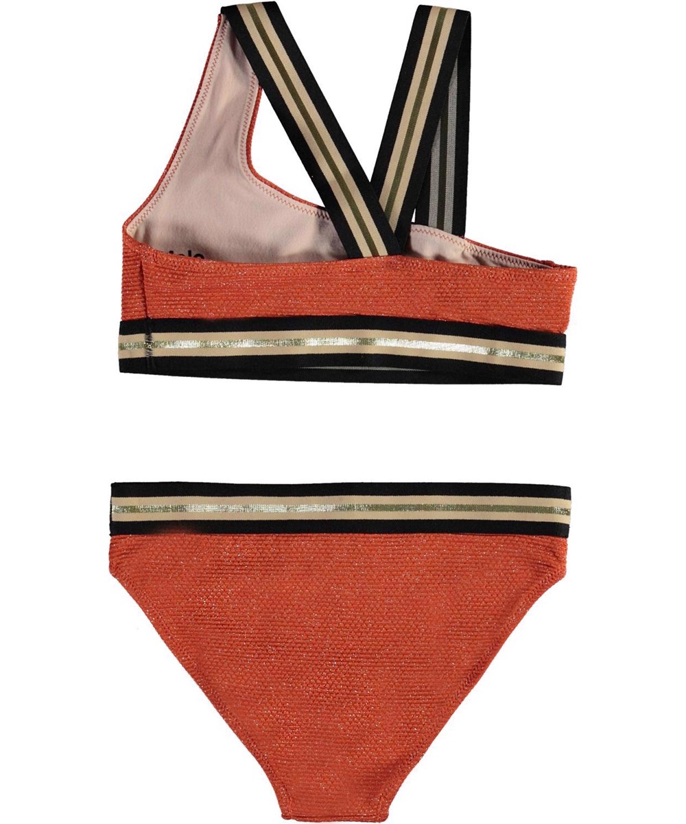 Nicola - Rusty - UV asymmetrisk bikini i rustrøde gulddetaljer
