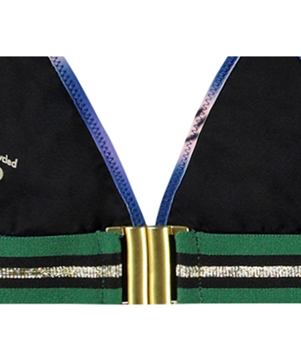 Nicoletta - Smile Bright - Blå halterneck trekantsbikini til børn i strækbart i genanvendt polyester med UV-beskyttelse 50+. 