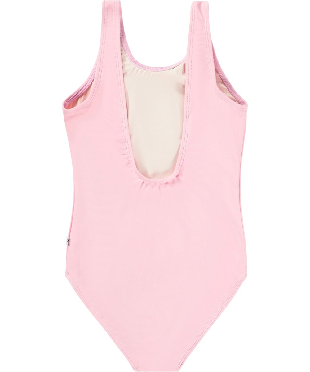 Nika - Happy Lemon - Lyserød badedragt pailletdetalje til børn i genanvendt polyester med UV-beskyttelse 50+.