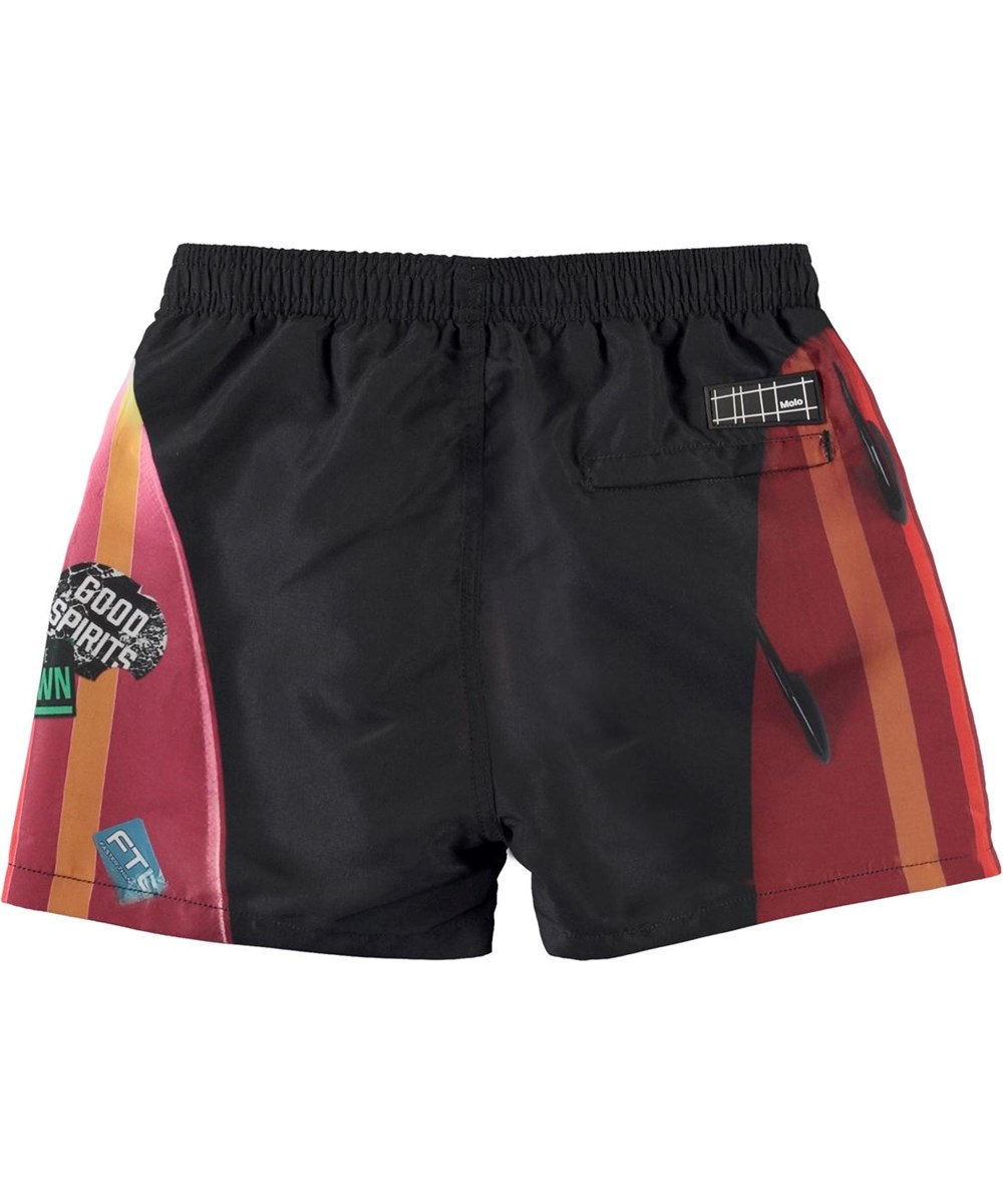 Niko - Hawaiian Surf - UV badeshorts i sort med print