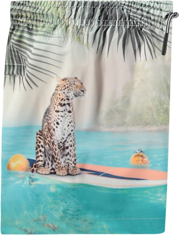 Niko - Leo On Surf - Lyse sporty badeshorts til aktive børn i genanvendt polyester med UV-beskyttelse 50+.
