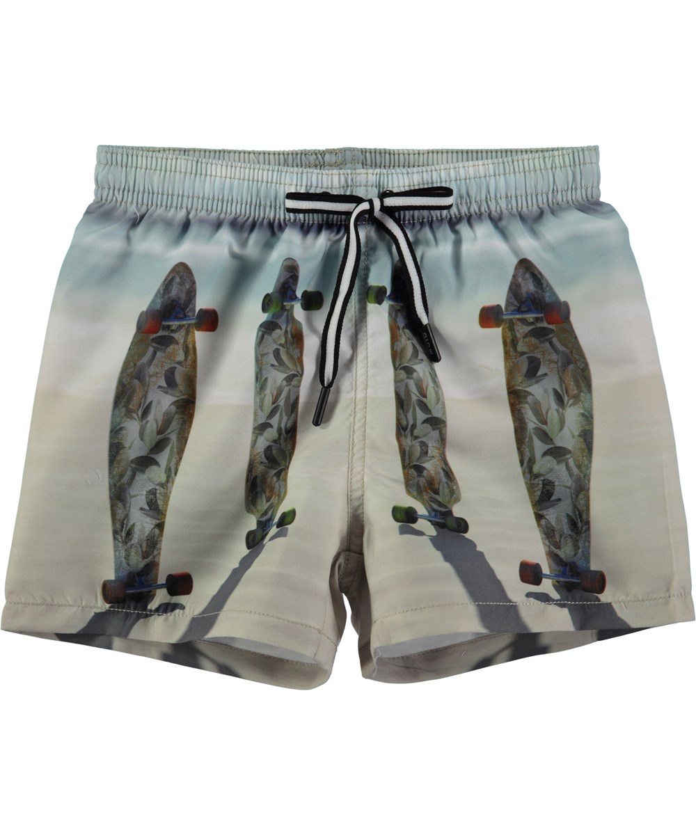 Niko - Longboards - Korte badeshorts med digitalprintede longboards