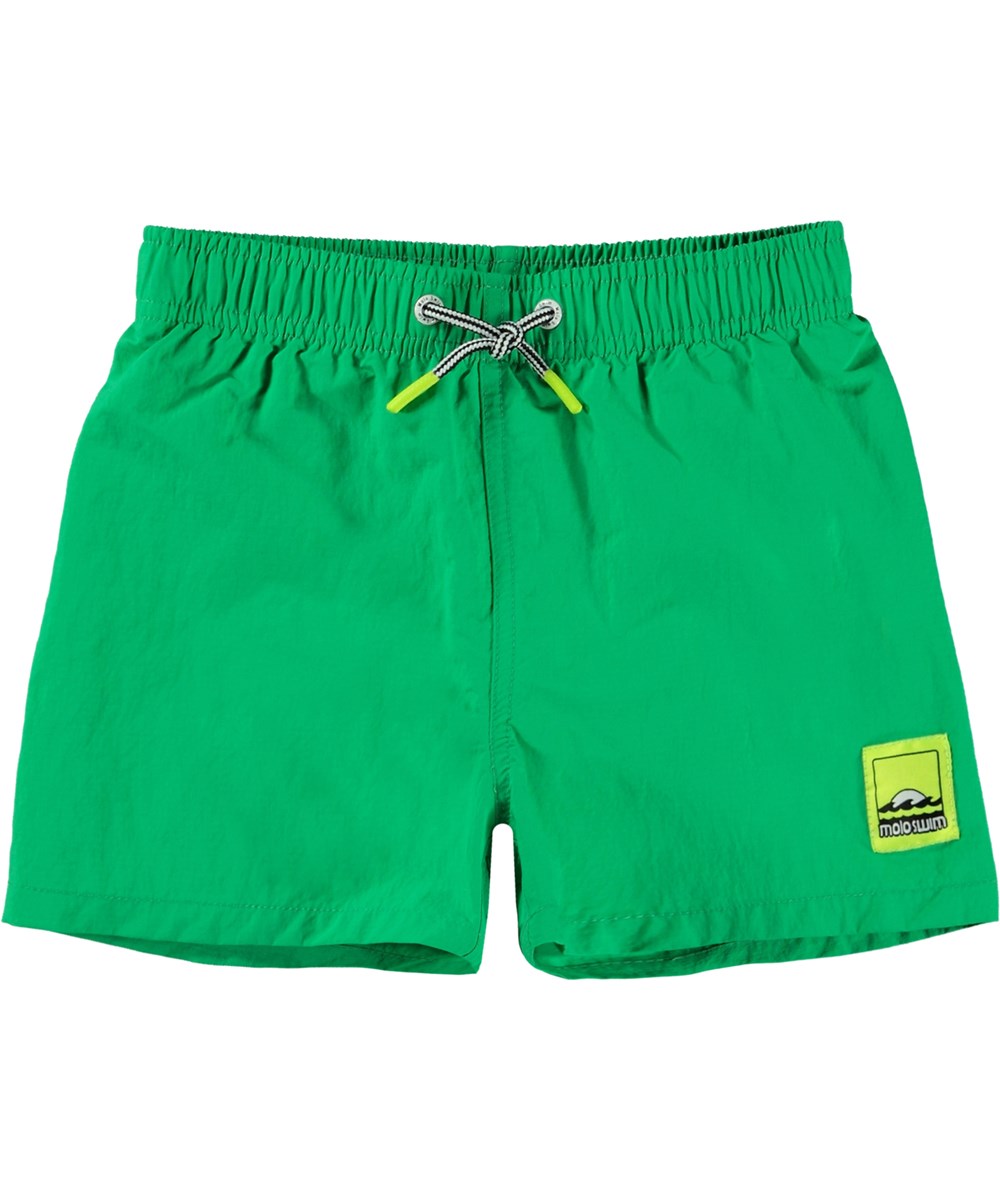 Niko Solid - Bright Green - Klassiske grønne badeshorts med korte ben