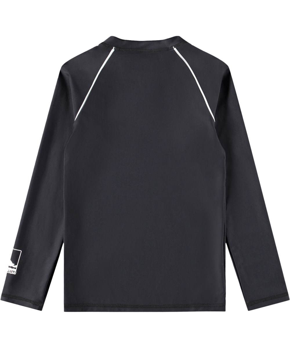 Noble - Black - Sort badebluse med lynlås til børn fremstillet i genanvendt polyester med UV-beskyttelse 50+.