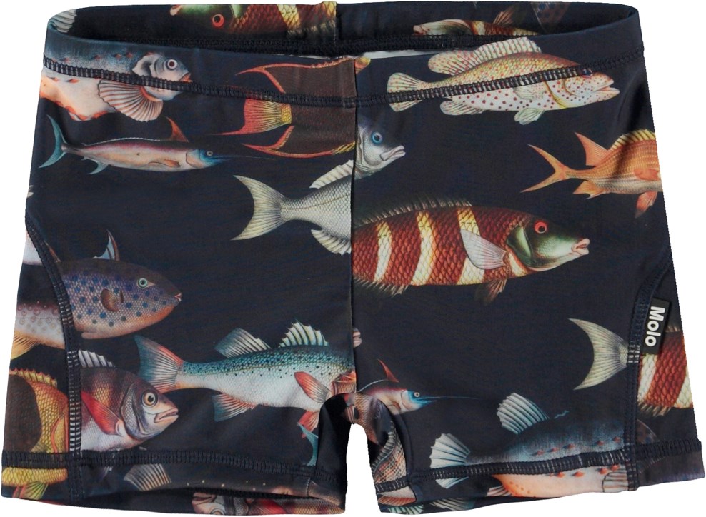 Norton - Art Of Fish - Mørkeblå korte badebukser med print af fisk