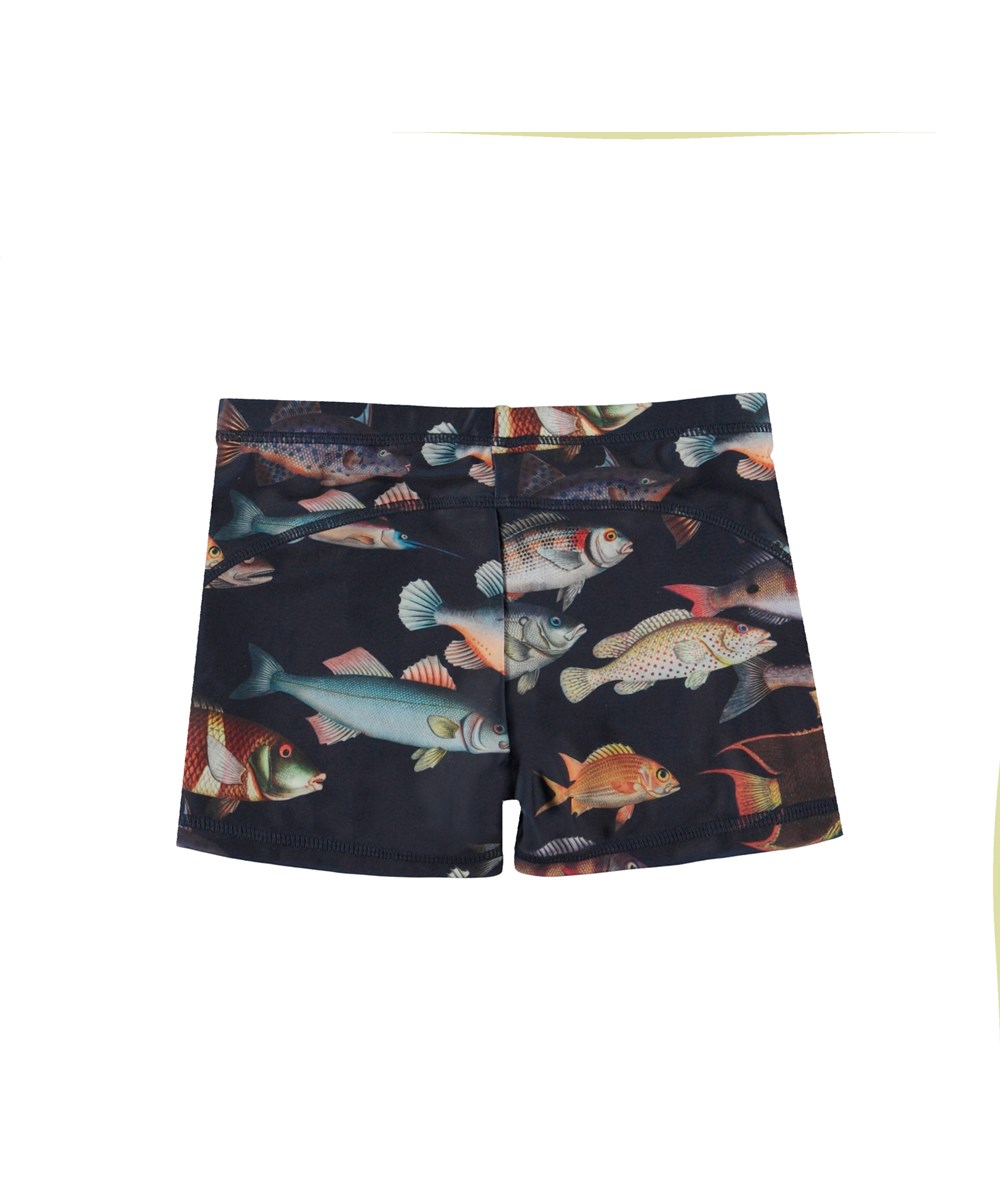 Norton - Art Of Fish - Mørkeblå korte badebukser med print af fisk