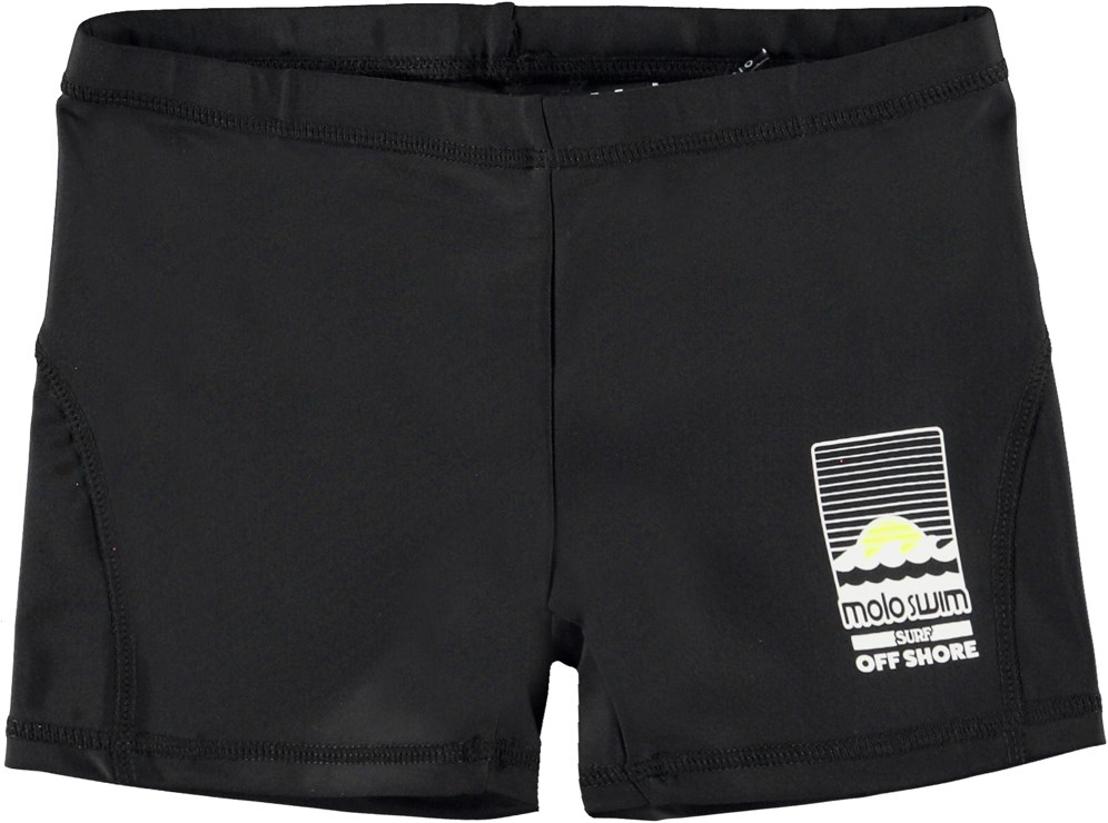 Norton Solid - Black - Sorte korte badebukser