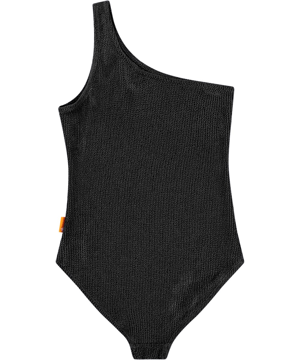 Nai Solid - Black - Svart enaxlad baddräkt för barn med textur och UV-skydd 50+.