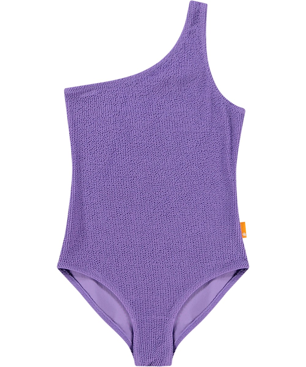 Nai Solid - Purple Glo - Lila enaxlad baddräkt för barn med textur och UV-skydd 50+.