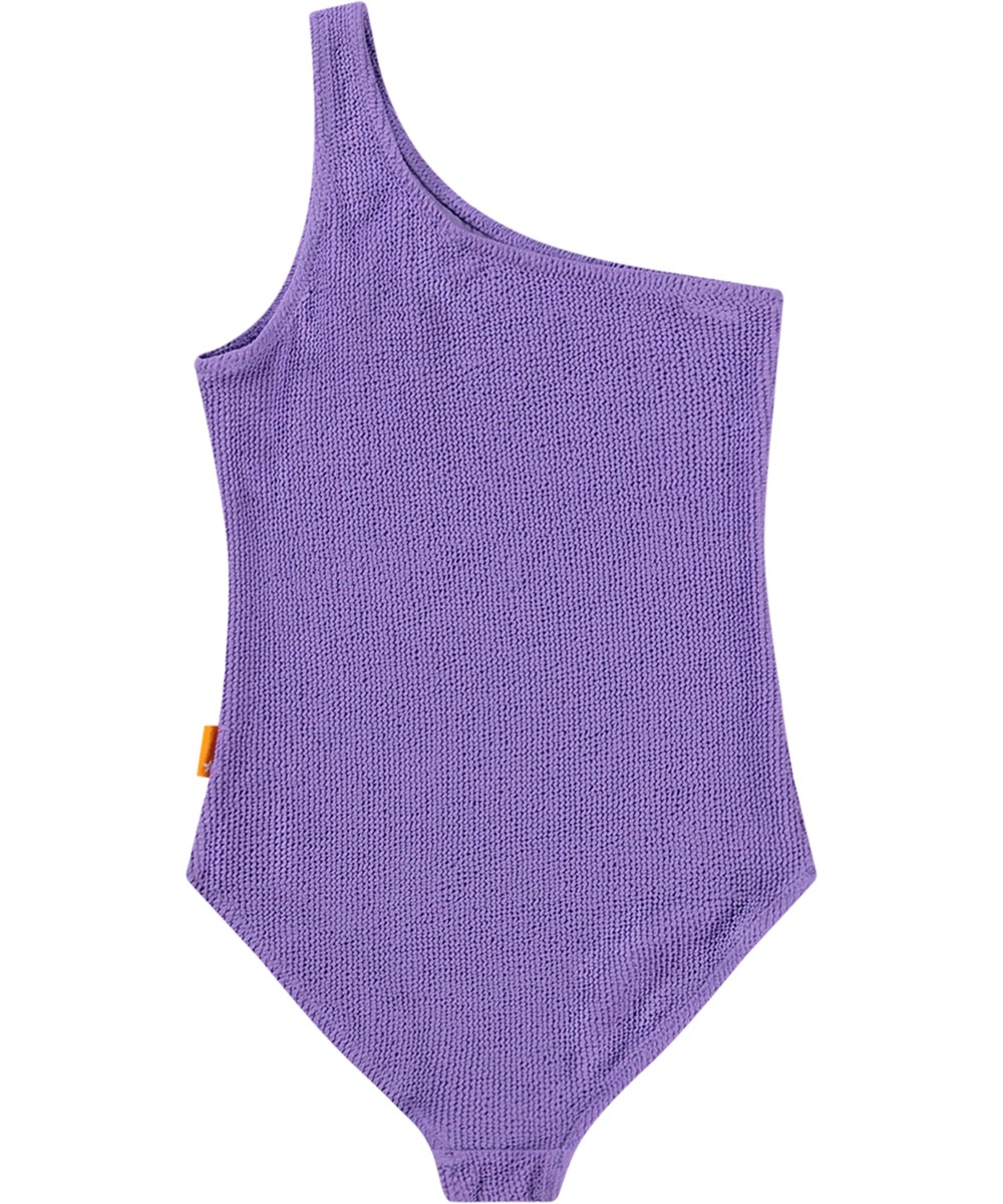 Nai Solid - Purple Glo - Lila enaxlad baddräkt för barn med textur och UV-skydd 50+.