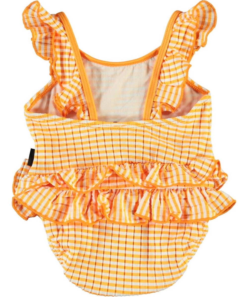 Nalani - Orange Stripe - Baby-baddräkt med orangea och vita ränder