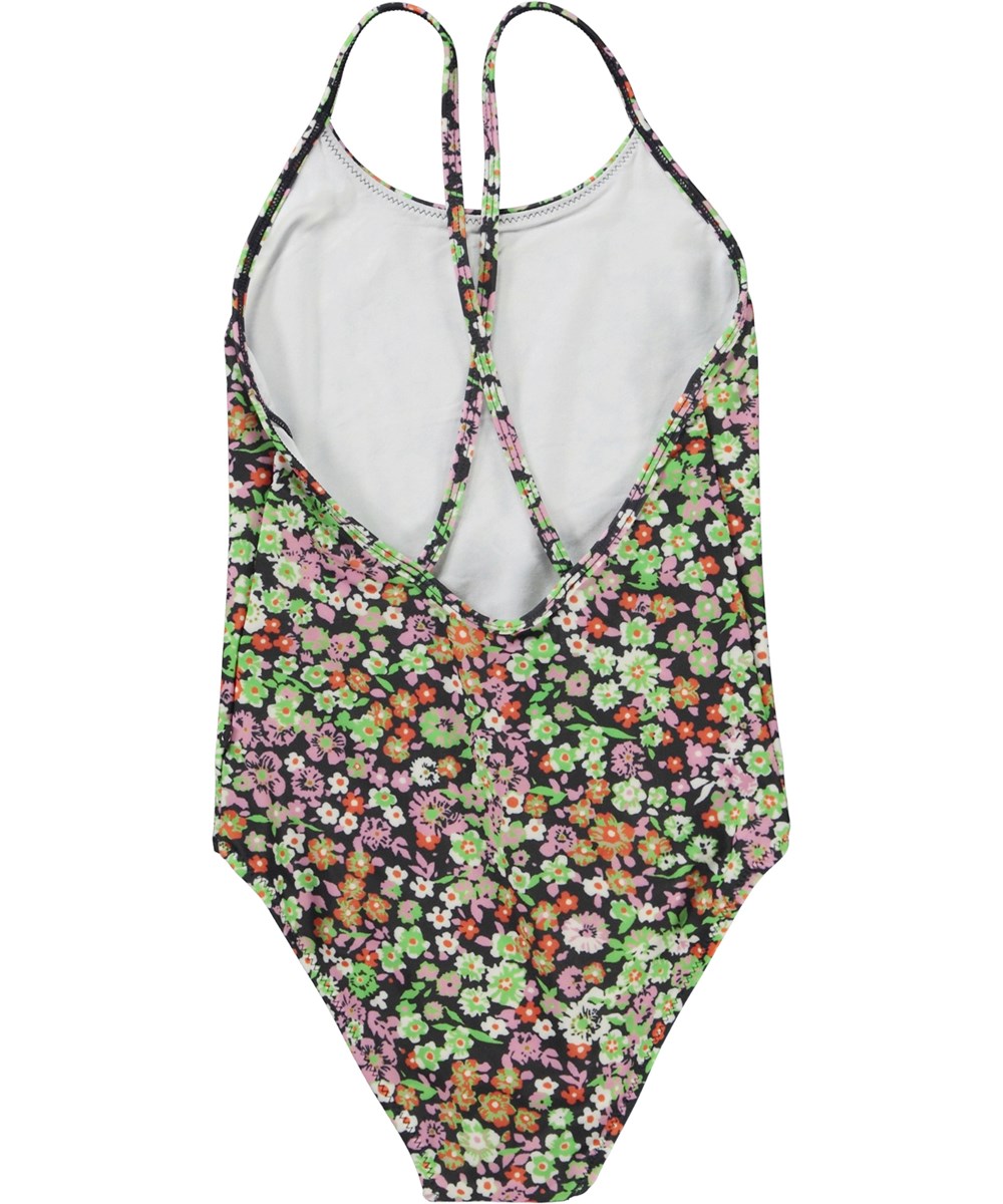 Nanna - Meadow Night - Sportig baddräkt med blommor.