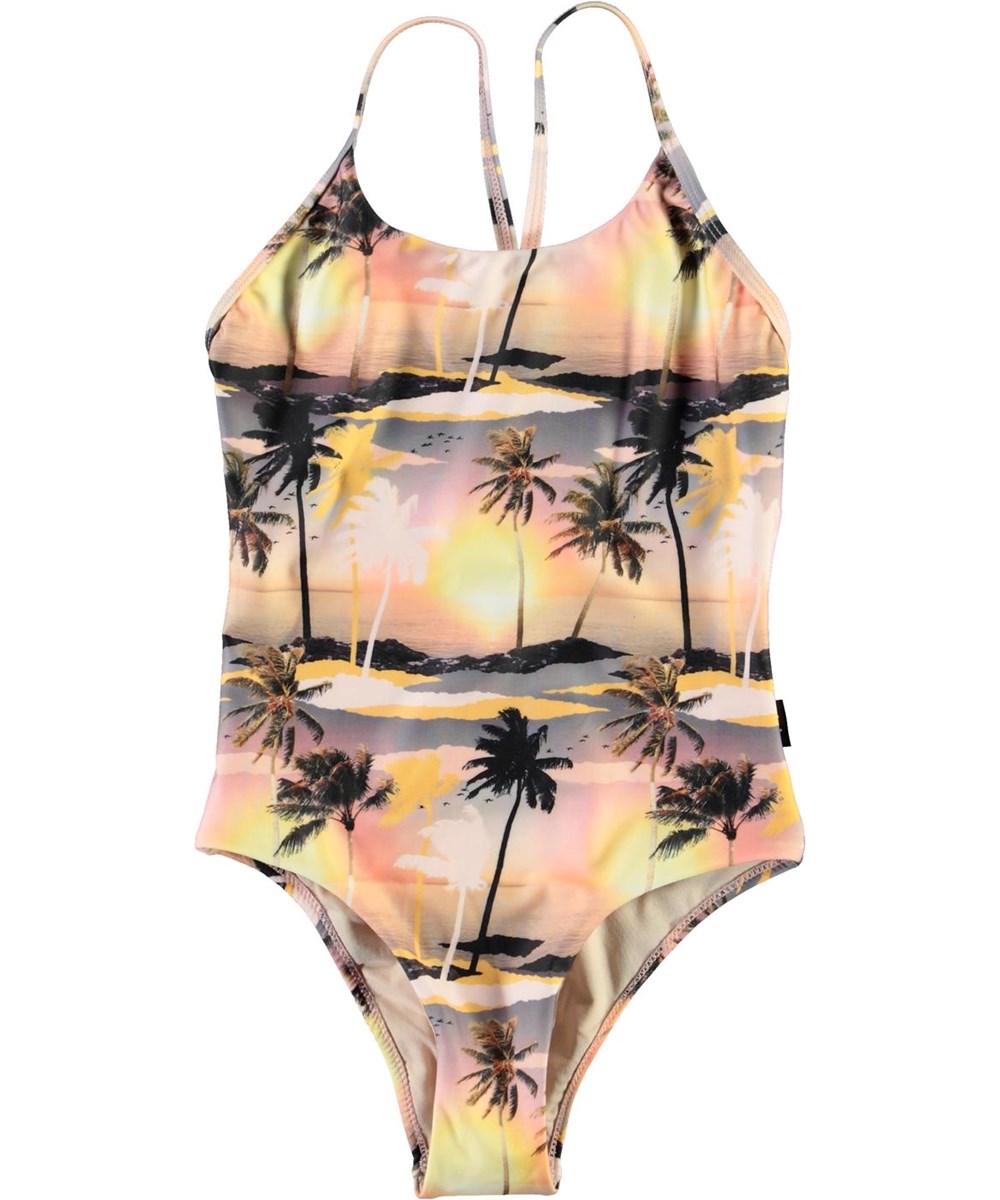 Nanna - Sunset - UV-baddräkt med palmer