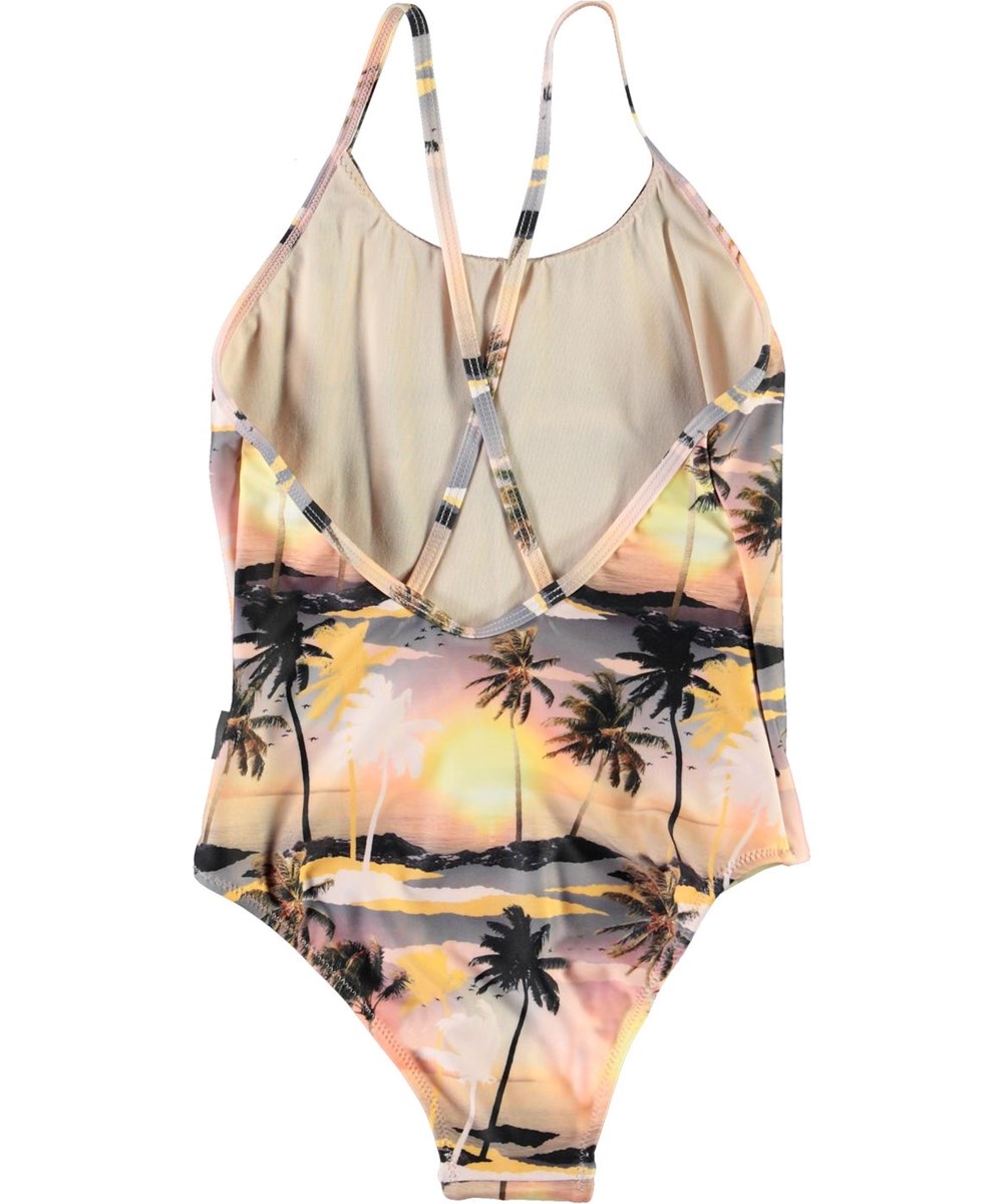 Nanna - Sunset - UV-baddräkt med palmer