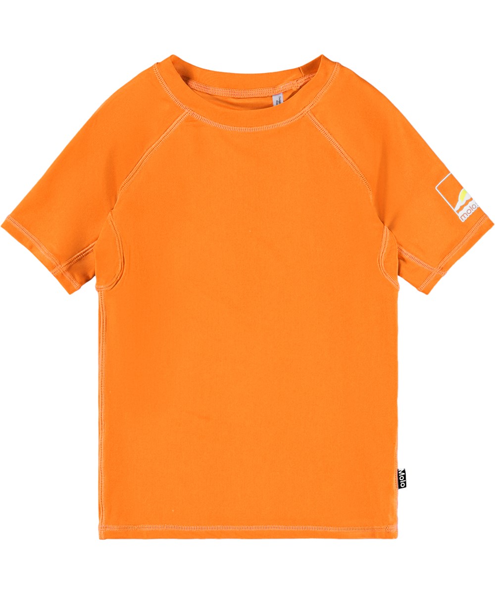 Neptune - Sun Orange - Orange simtröja för barn i återvunnen polyester med UV-skydd 50+.