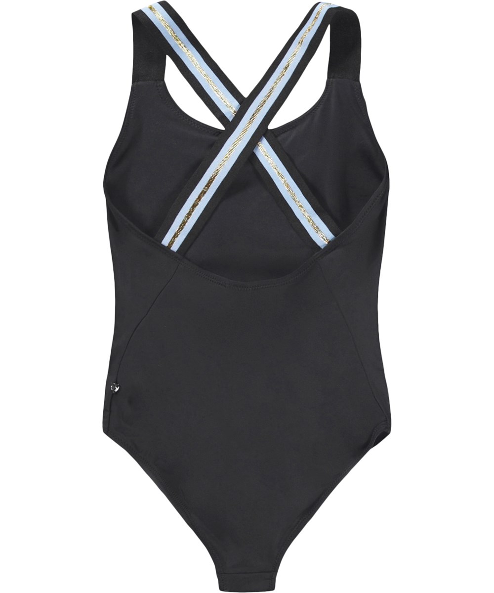 Neve - Black - Svart baddräkt för barn i återvunnen polyester med UV-skydd 50+.