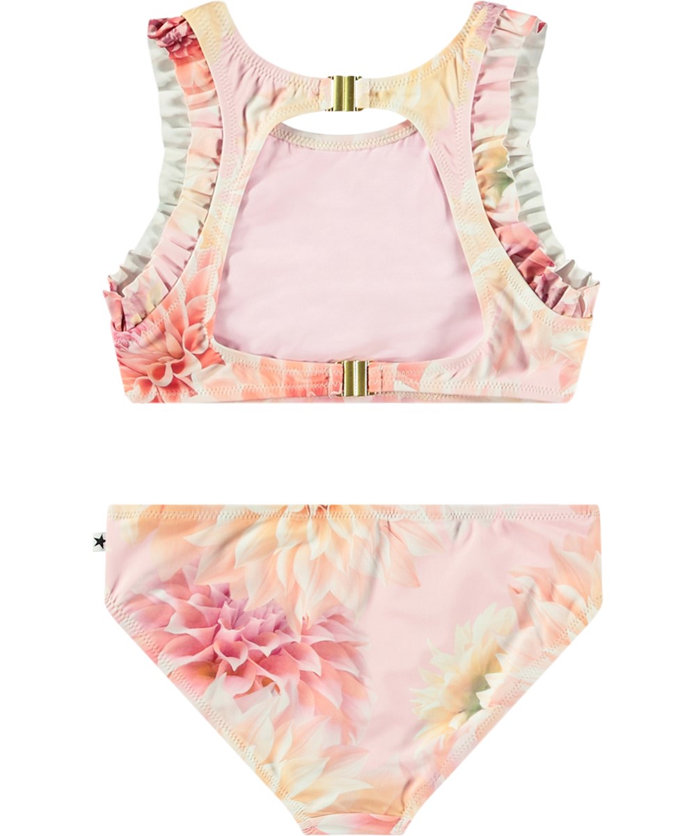 Nia - Dahila Pink - Stretchig bikini för aktiva barn tillverkad av återvunnen polyester med UV-skydd 50+.