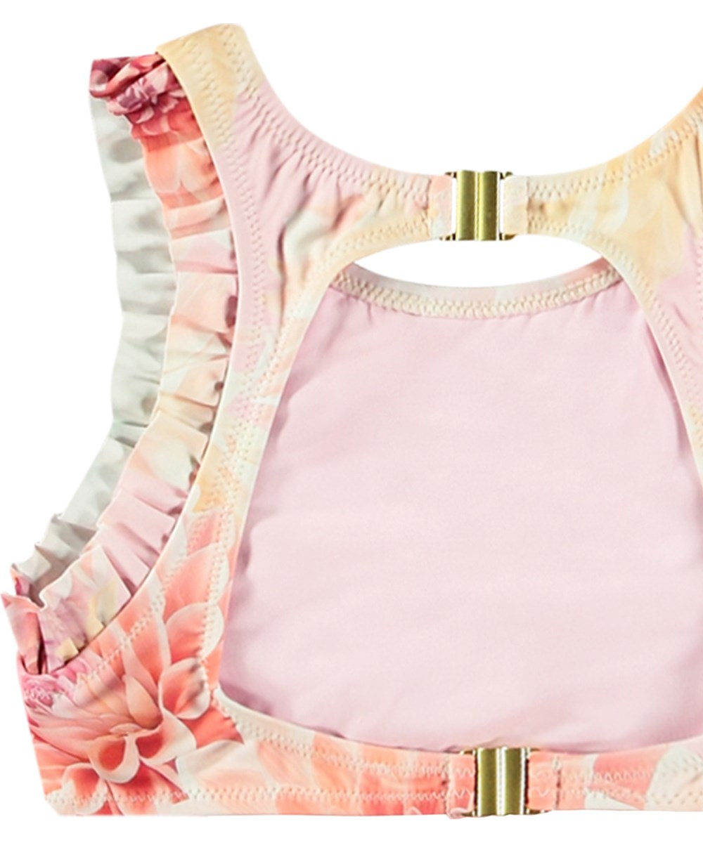 Nia - Dahila Pink - Stretchig bikini för aktiva barn tillverkad av återvunnen polyester med UV-skydd 50+.