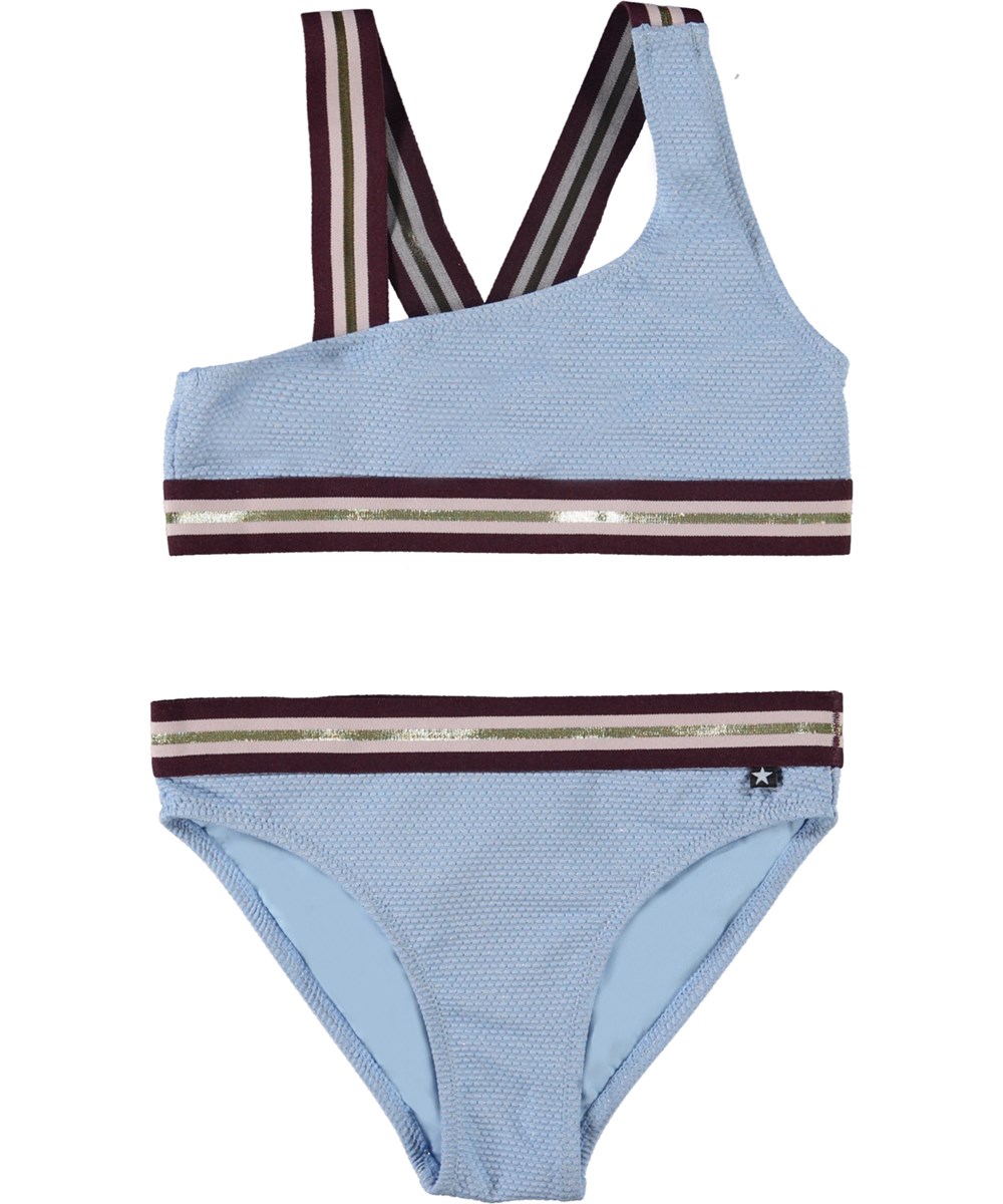 Nicola - Open Air - Återvunnen asymetrisk bikini i ljusblå.