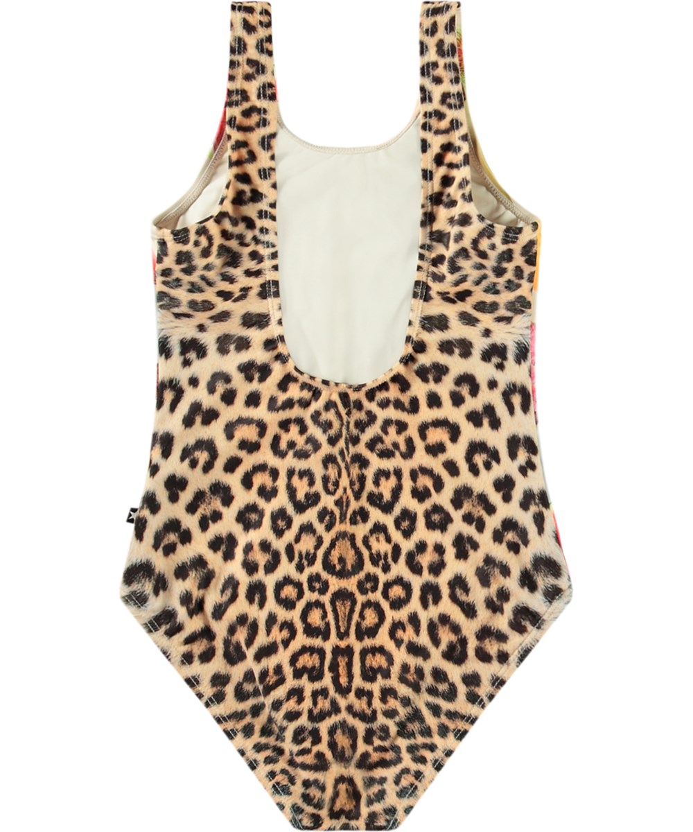 Nika - Fruity Leo - Badkläder med tryck för aktiva barn i återvunnen polyester med UV-skydd 50+.