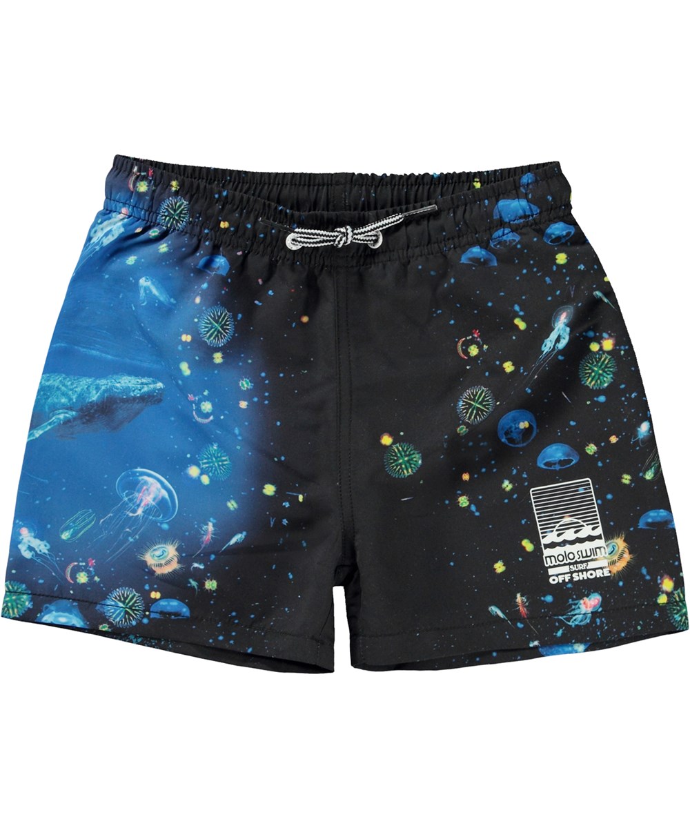 Niko - Plankton - Svarta badshorts med korta ben och havsmönster. 