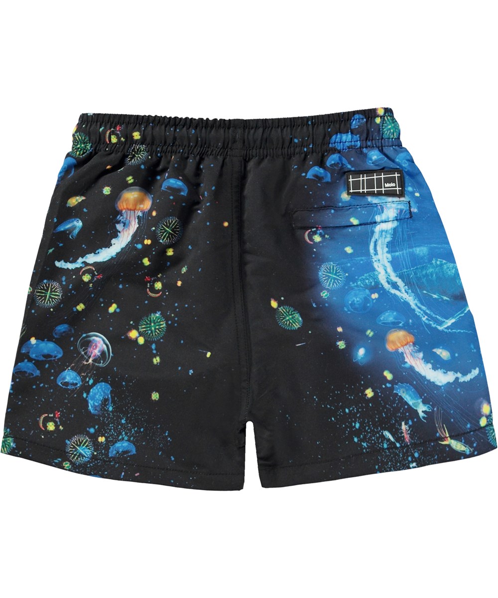 Niko - Plankton - Svarta badshorts med korta ben och havsmönster. 