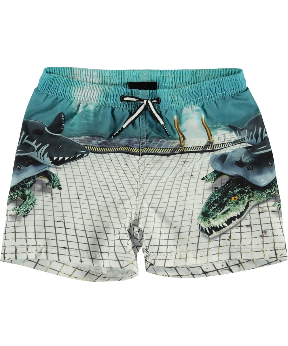 Niko - Pool Side - UV badshorts med tryck av baddjur