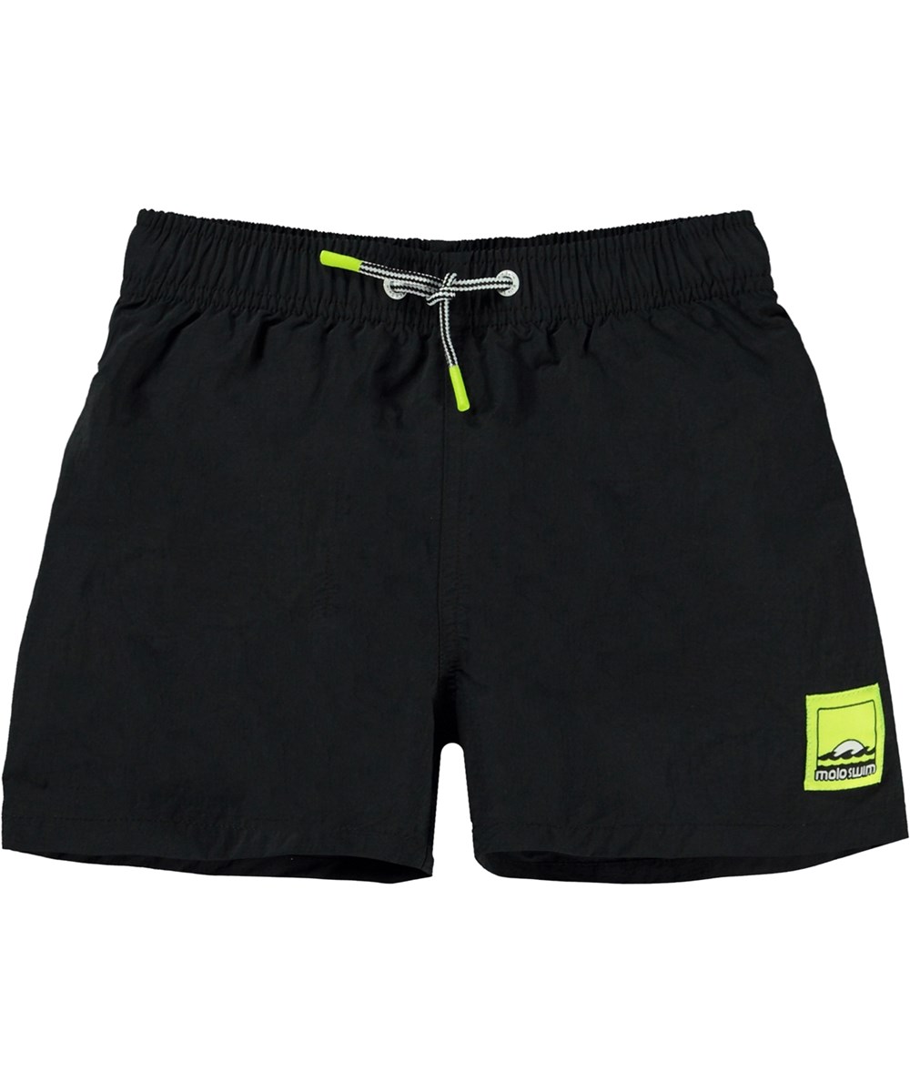 Niko Solid - Black - Klassiska svarta badshorts med korta ben. 