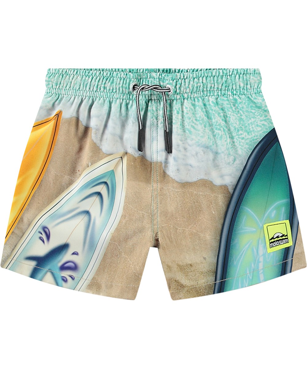 Niko - Surf Art - Sportiga badshorts för aktiva barn i återvunnen polyester med UV-skydd 50+.
