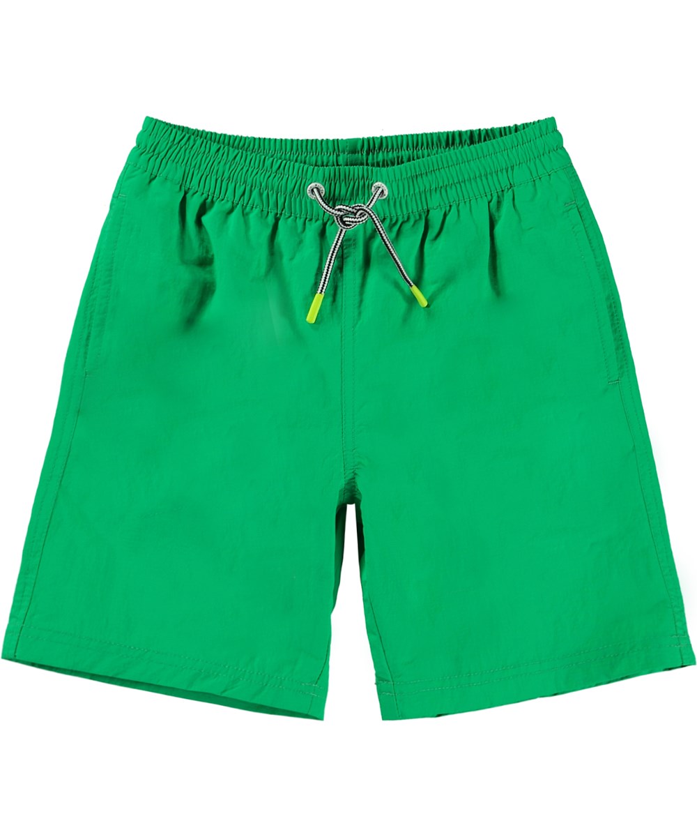 Nilson Solid - Bright Green - Gröna badshorts med långa ben.