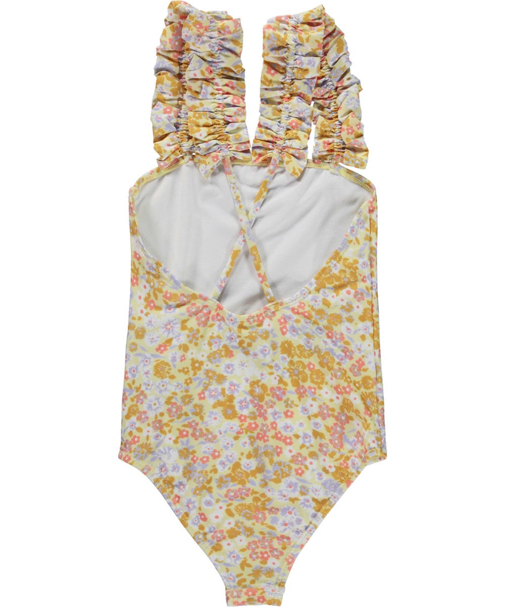 Nitika - Meadow Day - Baddräkt med småblommigt mönster i gul och ljusblå.