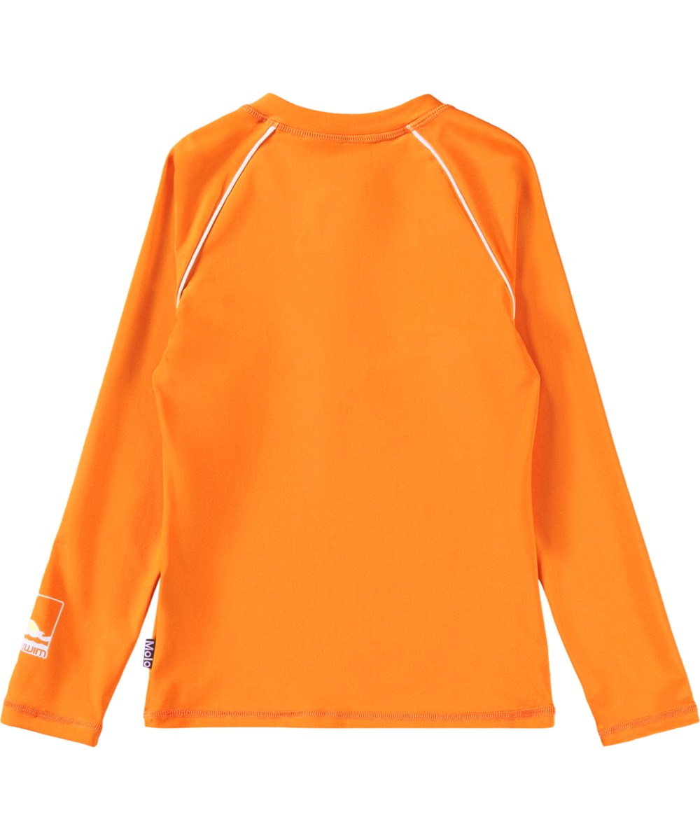 Noble - Sun Orange - Orange simtröja med dragkedja för barn i återvunnen polyester med UV-skydd 50+.