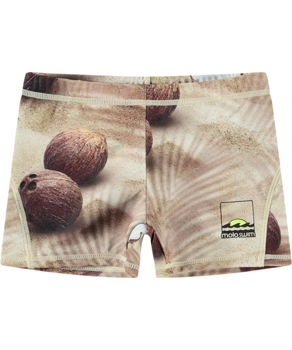 Norton - Coconuts - Beiga sportiga badshorts för aktiva barn i återvunnen polyester med UV-skydd 50+.