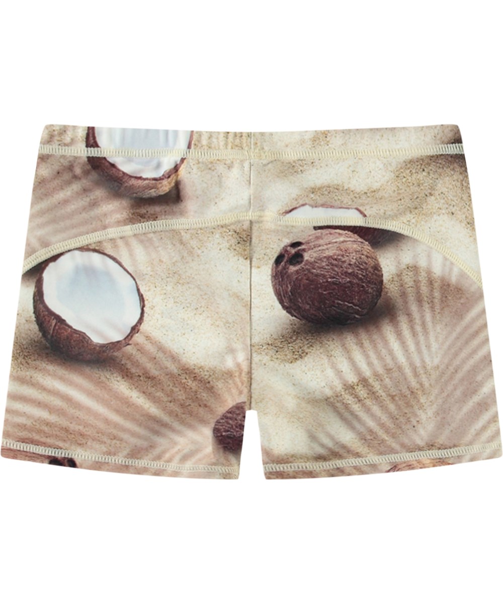 Norton - Coconuts - Beiga sportiga badshorts för aktiva barn i återvunnen polyester med UV-skydd 50+.