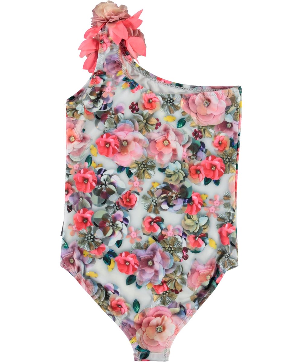 Nai - Sequins Flowers - UV asymmetrische badpak met bloemen