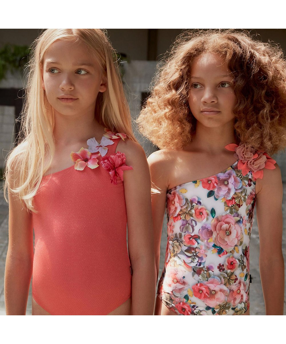 Nai - Sequins Flowers - UV asymmetrische badpak met bloemen