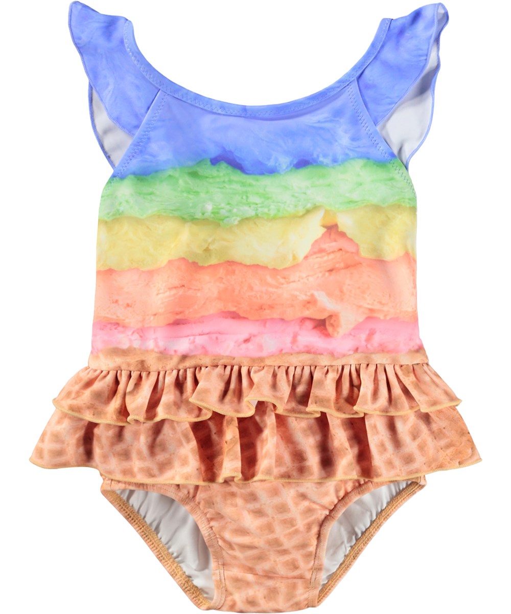 Nalani - All Flavours - Meerkleurig babybadpak met ijsprint gemaakt van gerecycled polyester met UV-bescherming 50+.