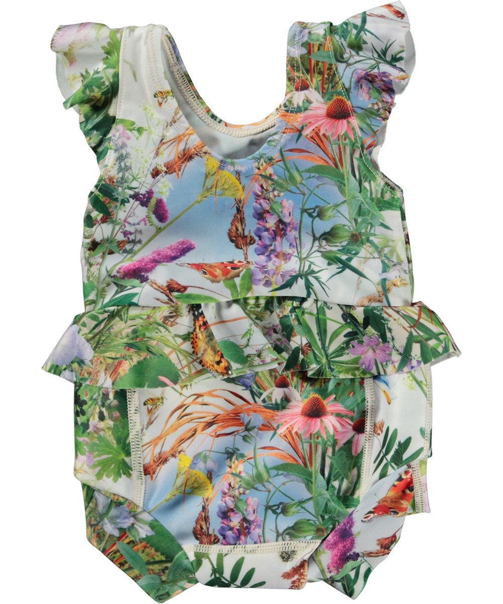 Nandini - Wild Nature - Kleurrijke luier badpak met natuurprint voor babies