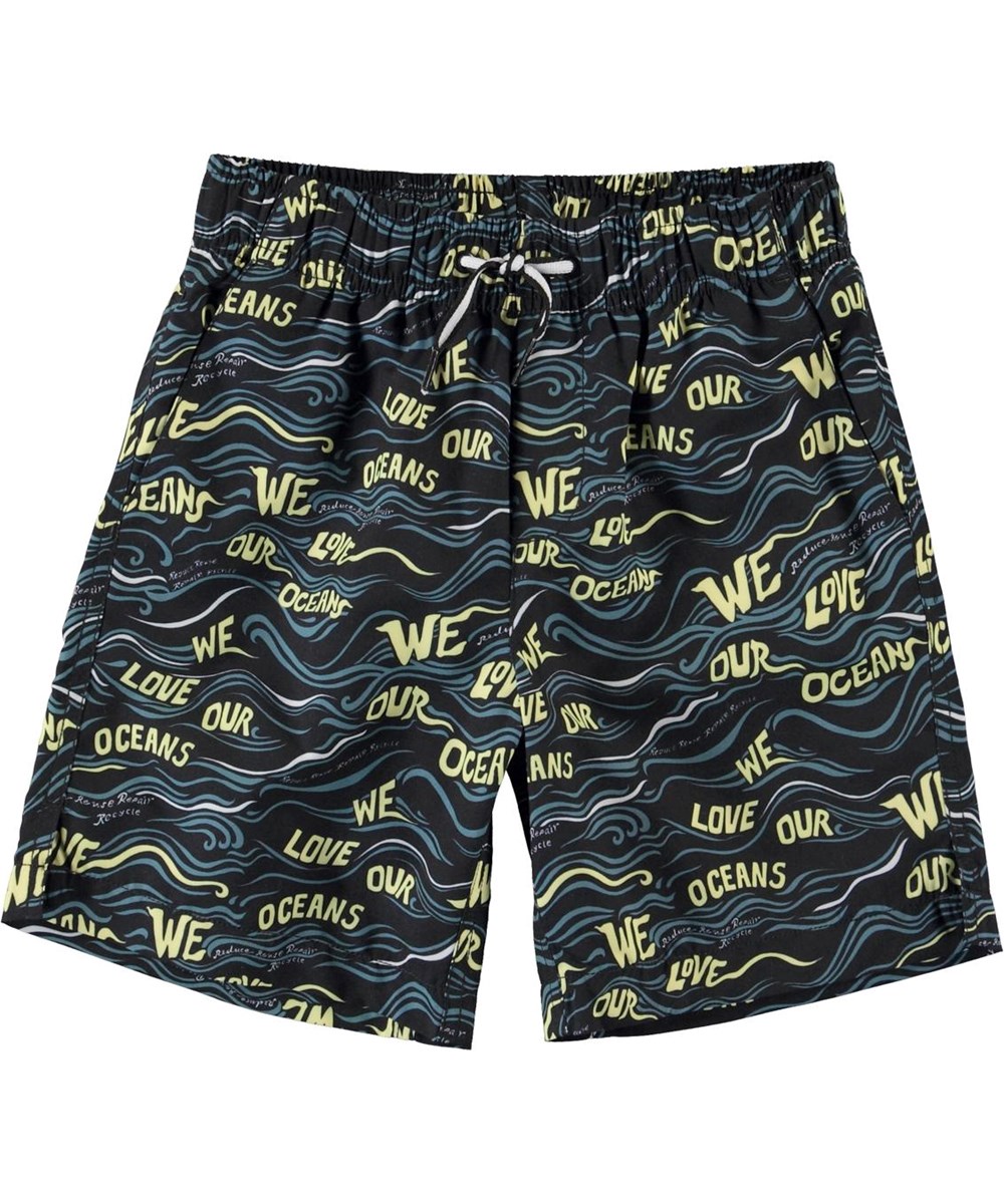 Nario - Weloveouroceanblack - Lange UV gerecyclede zwemshort oceaan