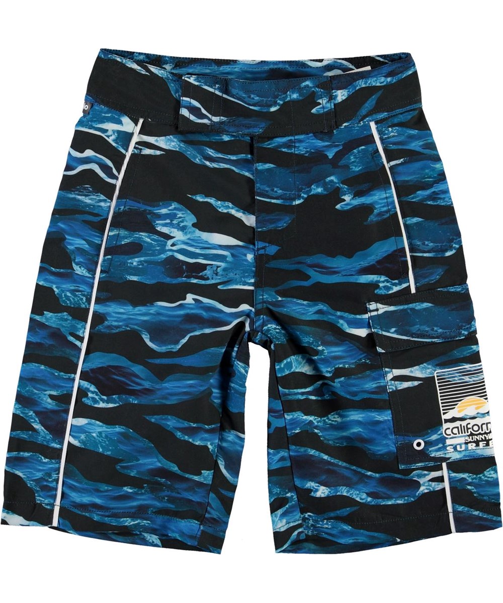 Natan - Camo Waves - Lange UV zwemshort met blauwe golven
